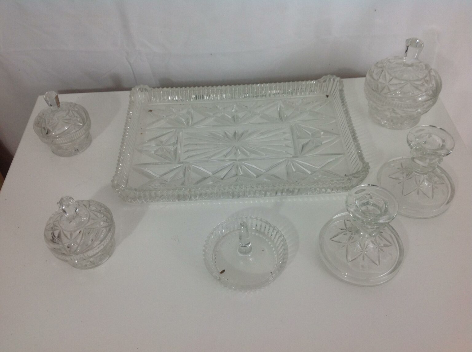 Vintage clear glass dressing table set EReuse