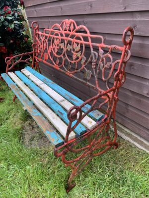 Vintage cast iron vine garden bench