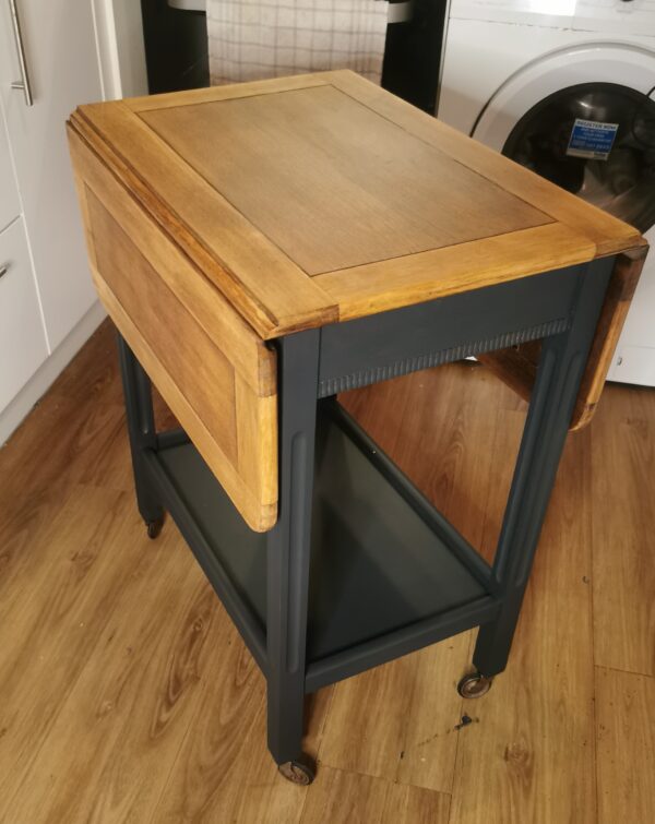 Vintage oak kitchen trolley drop leaf - Image 2