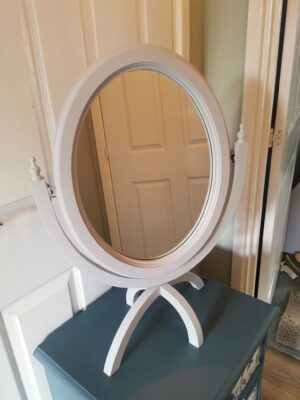 Oval free standing dressing table mirror