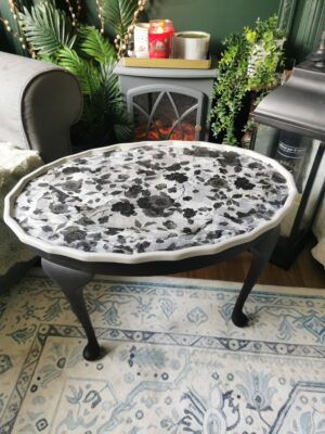 Oval oak effect decoupage table